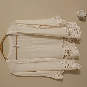 BOGO FREE on all items till Sunday! Xhilaration cream with lace detail cardigan